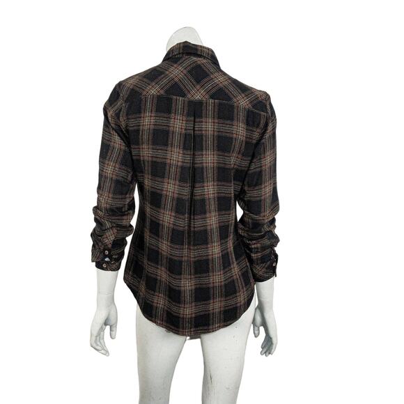 Peruvian Connection Women's Black Brown Plaid Shirt Size XS - Picture 4 of 8